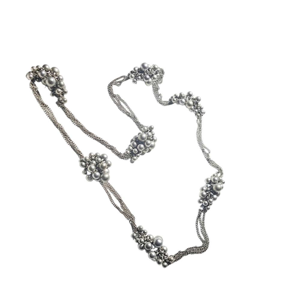 Elegant Silver Beaded Necklace